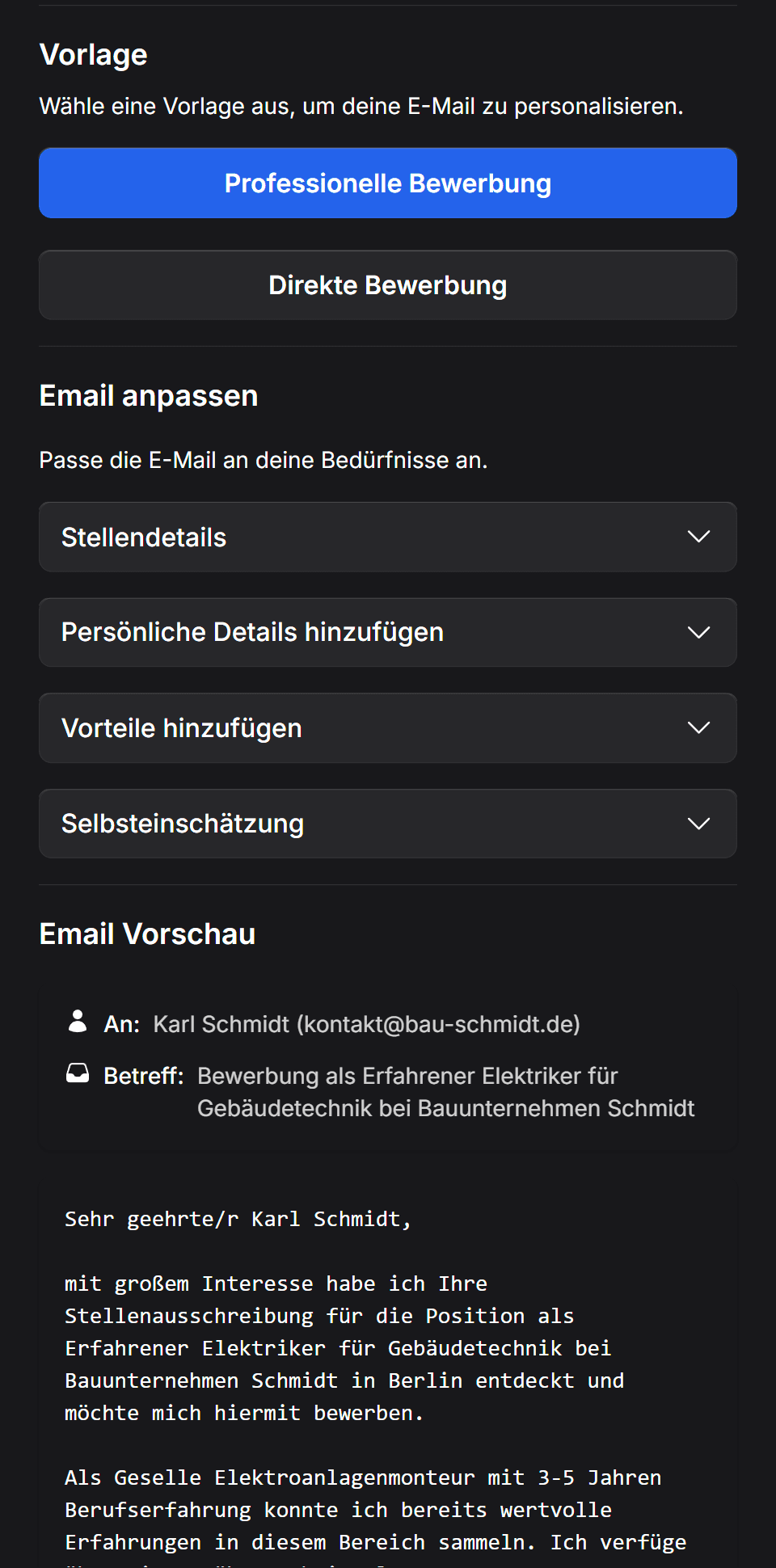E-Mail-Assistent Screenshot